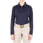 Women's Long Sleeve Performance Navy Cotton Polo
