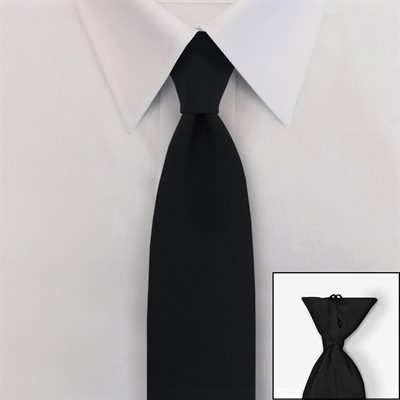 Tie,X-Long, ClipOn w / BH Blk